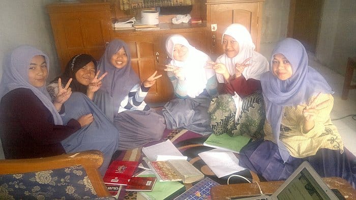 Muslim orphan girls learning my English.