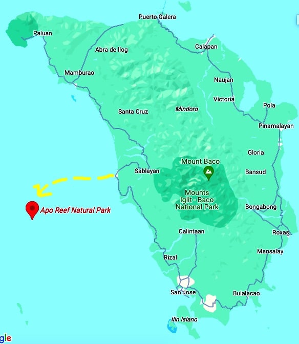 Apo Reef Natural Park map