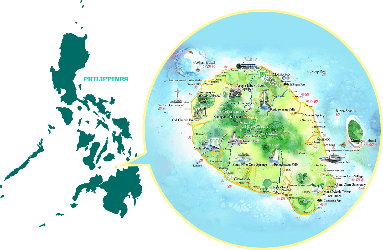 Mapa de Caminguin: cómo llegar