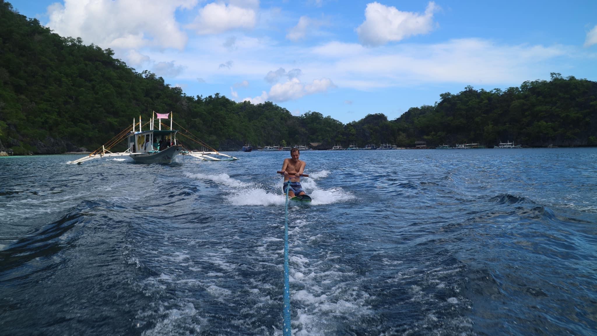 Wake-boarding-elnido-coron-island-hopping-private-boat-tour-palawan