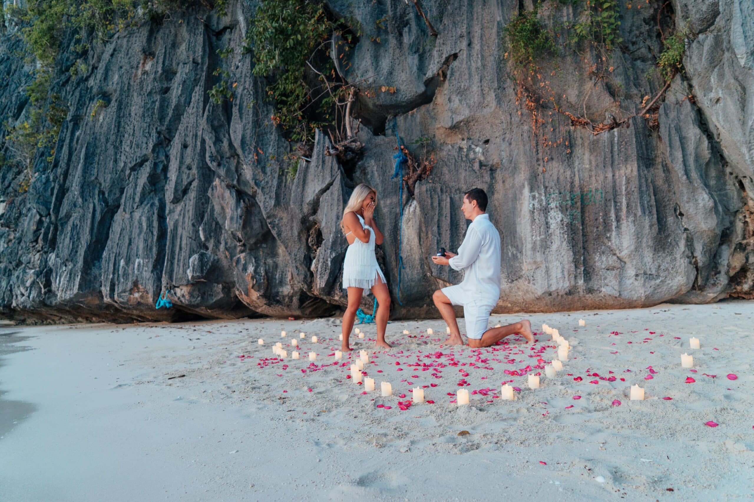 Surprise sunset beach wedding proposal package in coron, Palawan