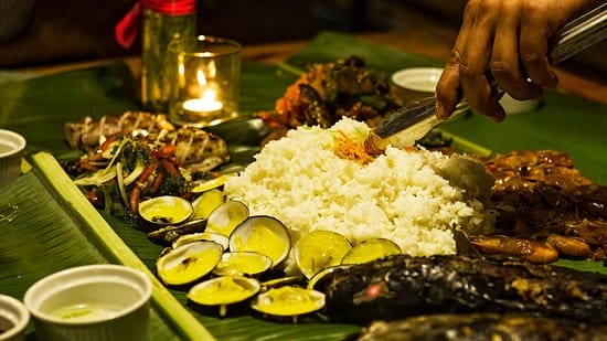 Filipino Boodle Fight at Manggis Restaurant