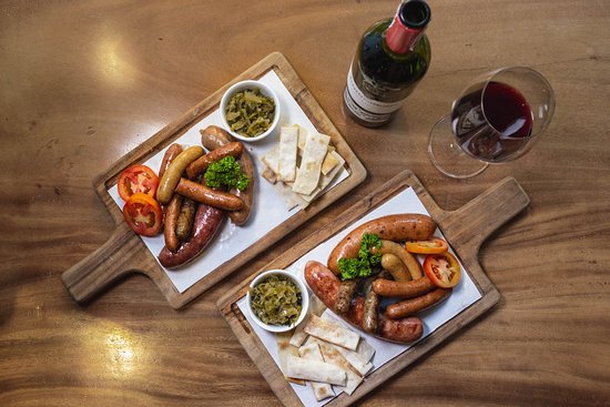 Sausage Platter with Wine at Poco Deli Coron