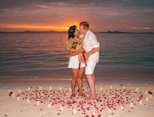 Sunset-romantic-candle-rose-petals-coron-wedding-proposal-El-nido-Palawan-private-tour