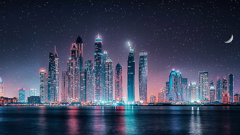 city-night-lights darkens plankton and stars in sky