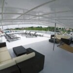 sun deck Luxury yacht deck with seating and panoramic views in the Philippines.