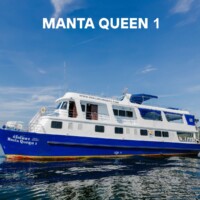 The Manta Queen 1 yacht offers luxurious island-hopping experiences in the Philippines, perfect for exploring beautiful beaches and marine life. Elegant Manta Queen 1 yacht sailing on calm waters.