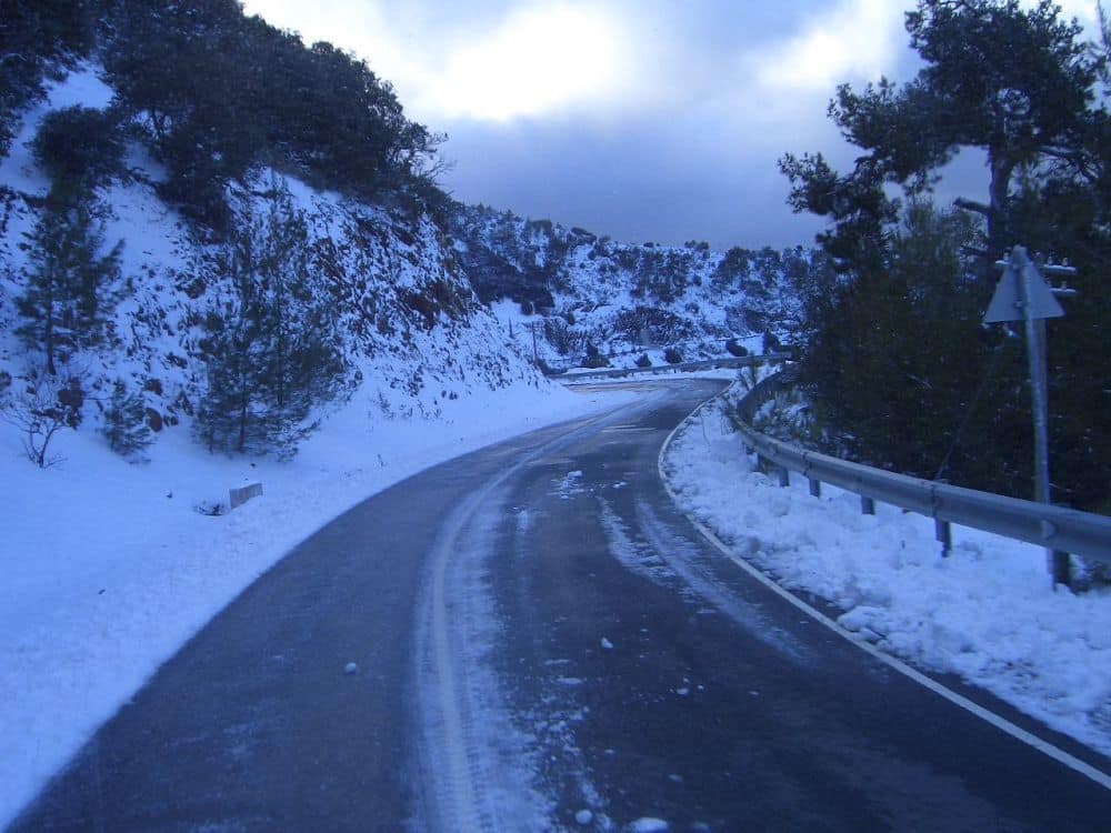 Travel picture in Trodos mountains, Cyprus, during winter