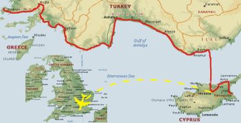 Travel map of Europe - Bodrum to Cyprus