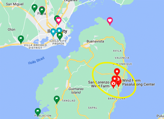 Map of Guimaras wind farms