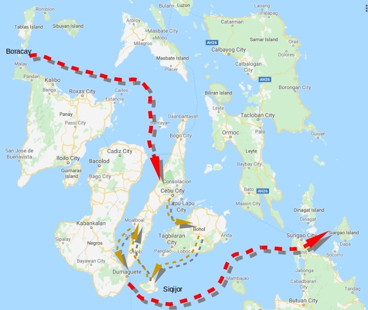 recommended travel route through the Visayas