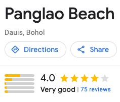 Avis Google sur la plage de Panglao