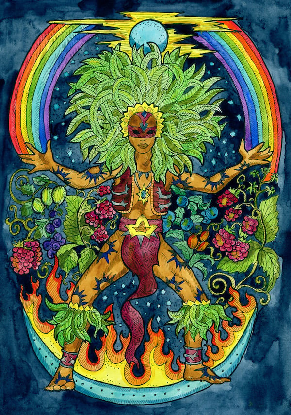 Tropical voodoo shaman or warlock, Ayahuasca in Brazil