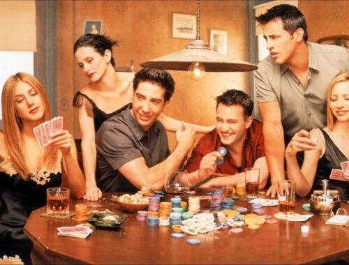 Friends playing rummy 500 card game