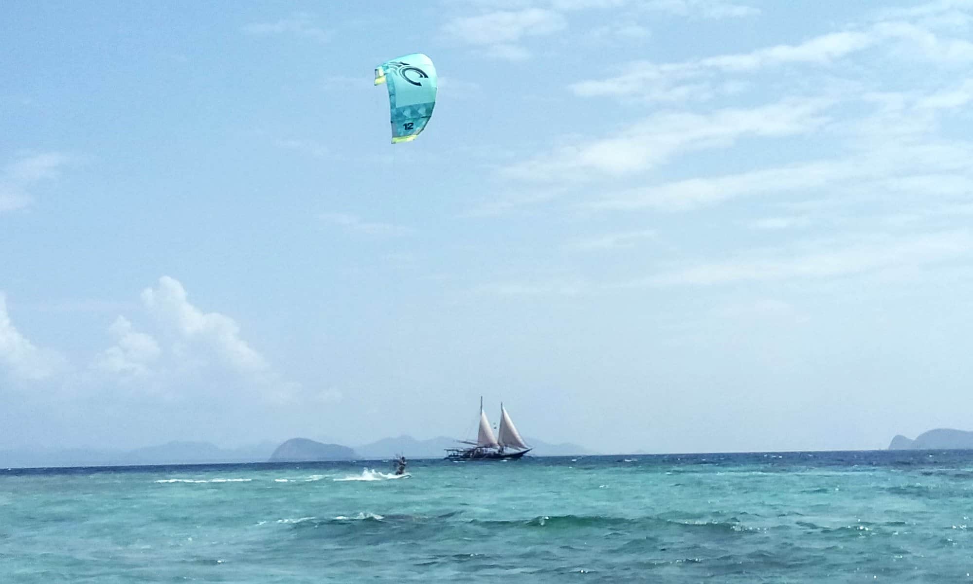 kite surfing in virgin territory during our boat tours